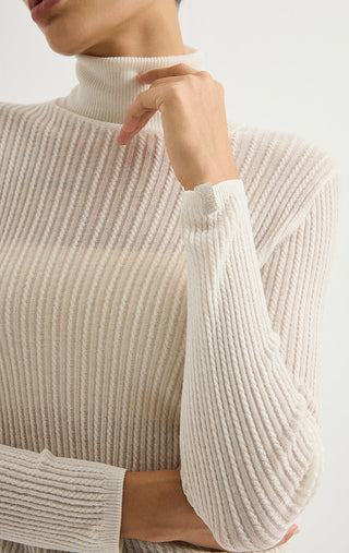 Wool Blend Ribbed Turtleneck Sweater