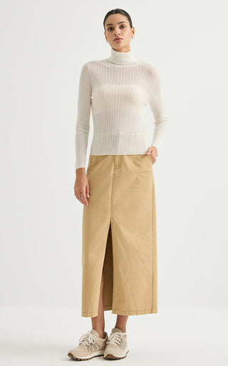 Wool Blend Ribbed Turtleneck Sweater
