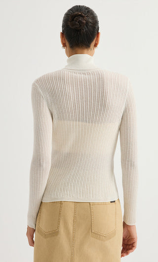 Wool Blend Ribbed Turtleneck Sweater