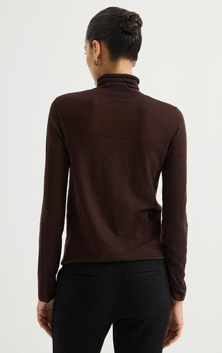 Wool Blend Shimmer Turtleneck Knit Top