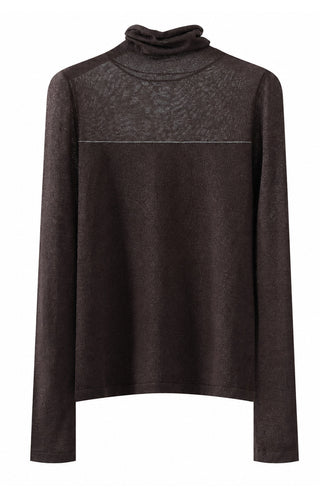 Wool Blend Shimmer Turtleneck Knit Top