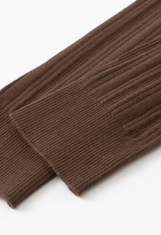 Wool Ribbed Knit Polo Cardigan