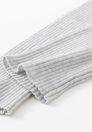 Ribbed knit sweater cuff in light gray, long sleeve ribbing