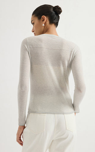 Wool Blend Chain-Detail Crew-Neck Knit Top