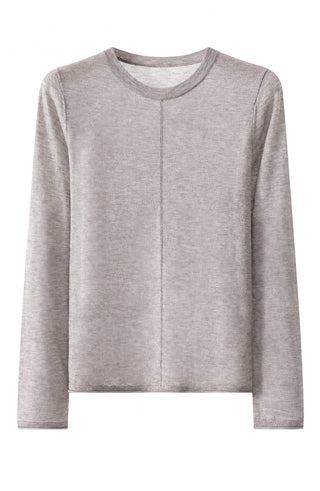 Wool Blend Chain-Detail Crew-Neck Knit Top