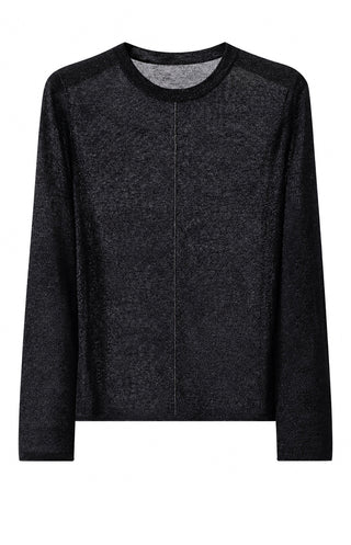 Wool Blend Chain-Detail Crew-Neck Knit Top