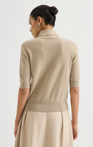 Pussy-Bow Collar Cashmere Knit Top