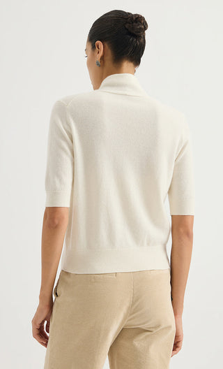 Pussy-Bow Collar Cashmere Knit Top