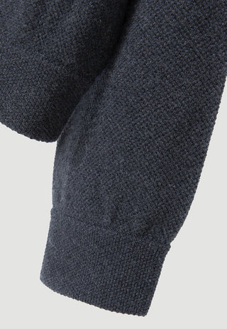 Wool Hooded Zip Cardigan with Metallic Detail – Graphite Grey – cuff detail