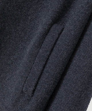Wool Hooded Zip Cardigan with Metallic Detail – Graphite Grey – knit texture detail