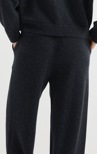 Wool Knit Pants with Metallic Detail – Graphite Grey – back detail