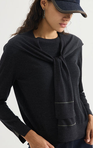 Wool Knit Cape Scarf