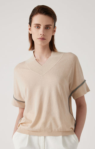 Women's Knit Linen Silk Tencel Top