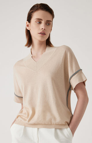 Women's Knit Linen Silk Tencel Top