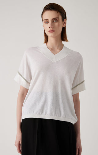 Women's Knit Linen Silk Tencel Top