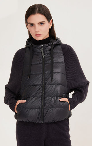 Hybrid Cashmere-Down Hooded Coat