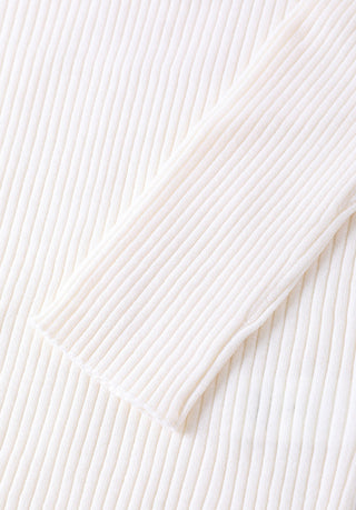 Wool Ribbed Zip Polo Sweater with Shimmer Pull