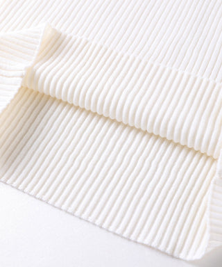 Wool Ribbed Zip Polo Sweater with Shimmer Pull