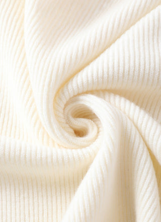 White ribbed knit fabric close-up for wool top with fine vertical texture