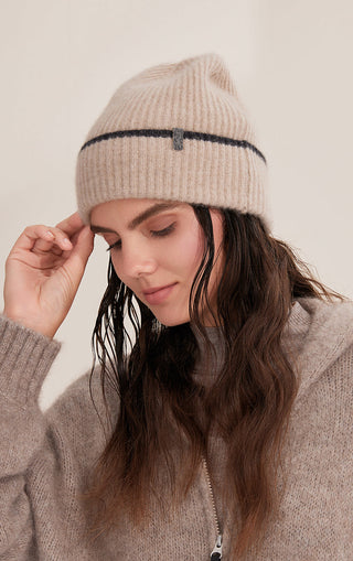 Cashmere Ribbed Stripe Beanie