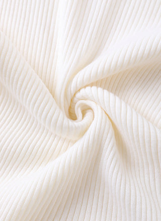 Ivory ribbed wool knit texture close-up