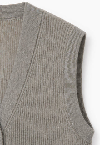 Cashmere knit vest shoulder and armhole ribbing, textured knit