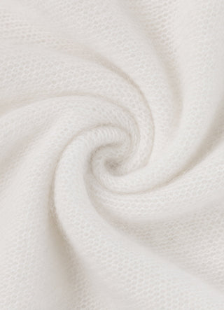 Cream cashmere-blend knit texture close-up with soft, fine weave