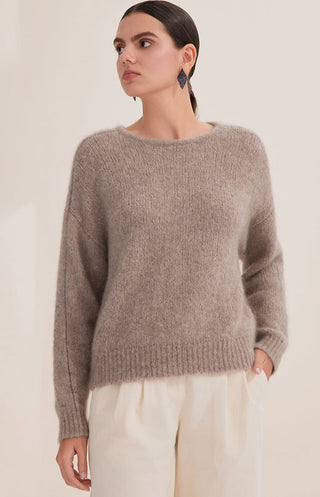 Women's Cashmere-Alpaca-Mohair Crew Neck Sweater