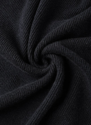 Dark grey wool cardigan knit texture close-up