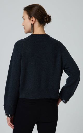 Sequin-Cuff Wool Knit Sweater - serathinan 