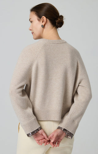 Sequin-Cuff Wool Knit Sweater - serathinan 