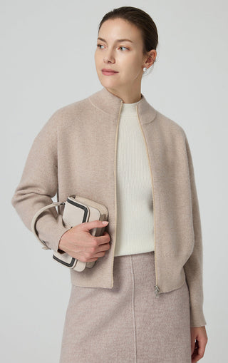 Cashmere-Wool Zip-Up Women’s Knit Jacket
