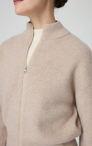 Wool and Cashmere Zip-Up Knit Jacket - serathinan 