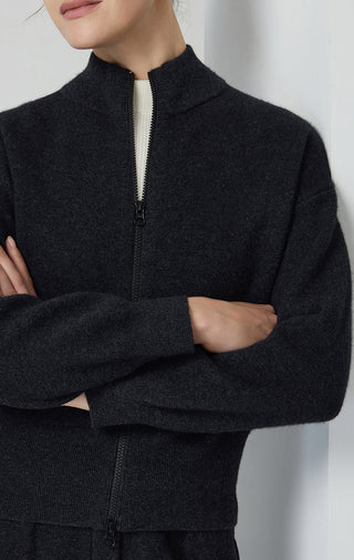 Wool and Cashmere Zip-Up Knit Jacket - serathinan 