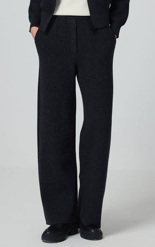 Cashmere Wool Tailored Wide-Leg Knit Pants