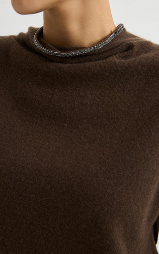 Cashmere Funnel-Neck Knit Top