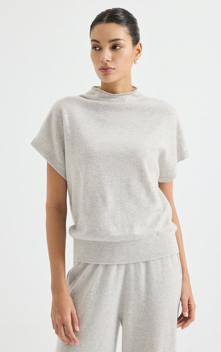 Cashmere Funnel-Neck Knit Top