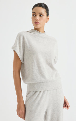 Cashmere Funnel-Neck Knit Top