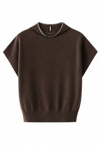 Cashmere Funnel-Neck Knit Top
