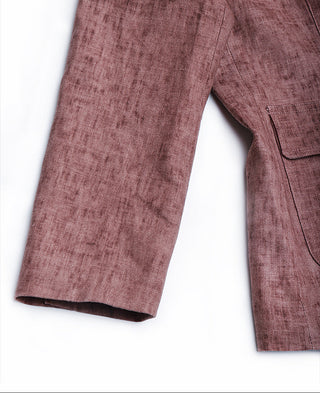 Rose linen-cotton tailored shorts suit bottom hem with side pocket opening