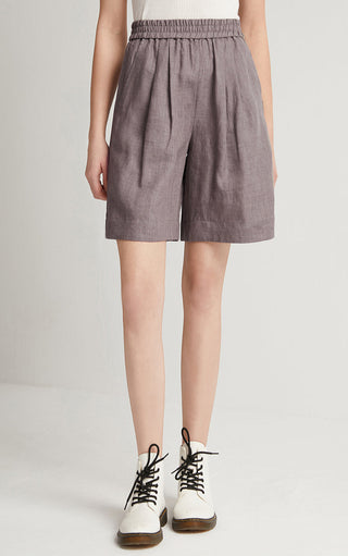 Women's Clothing Solid Color Linen Shorts