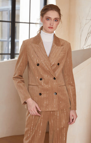 Women's Clothing Autumn Winter Corduroy Sequins Blazer