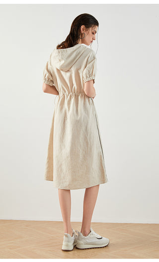 Women's Linen Hooded Short-Sleeve Dress