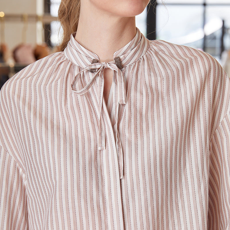 Luxury Women's Long Sleeve Striped Shirt