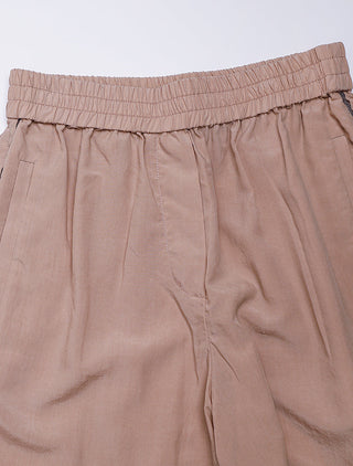 Rose elastic-waist shorts with pleated front and stitched pocket outlines