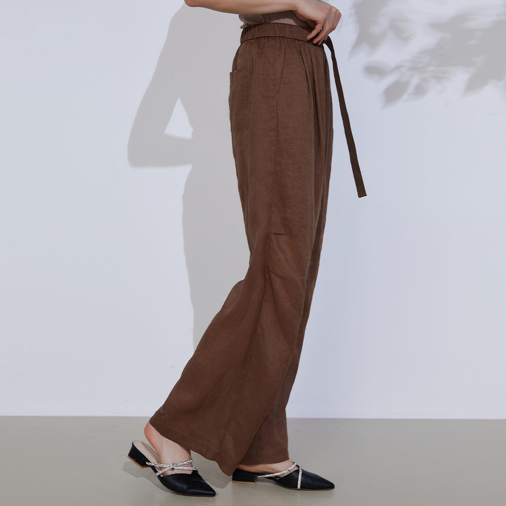 Women's Clothing High Waist Loose Ramie Pants