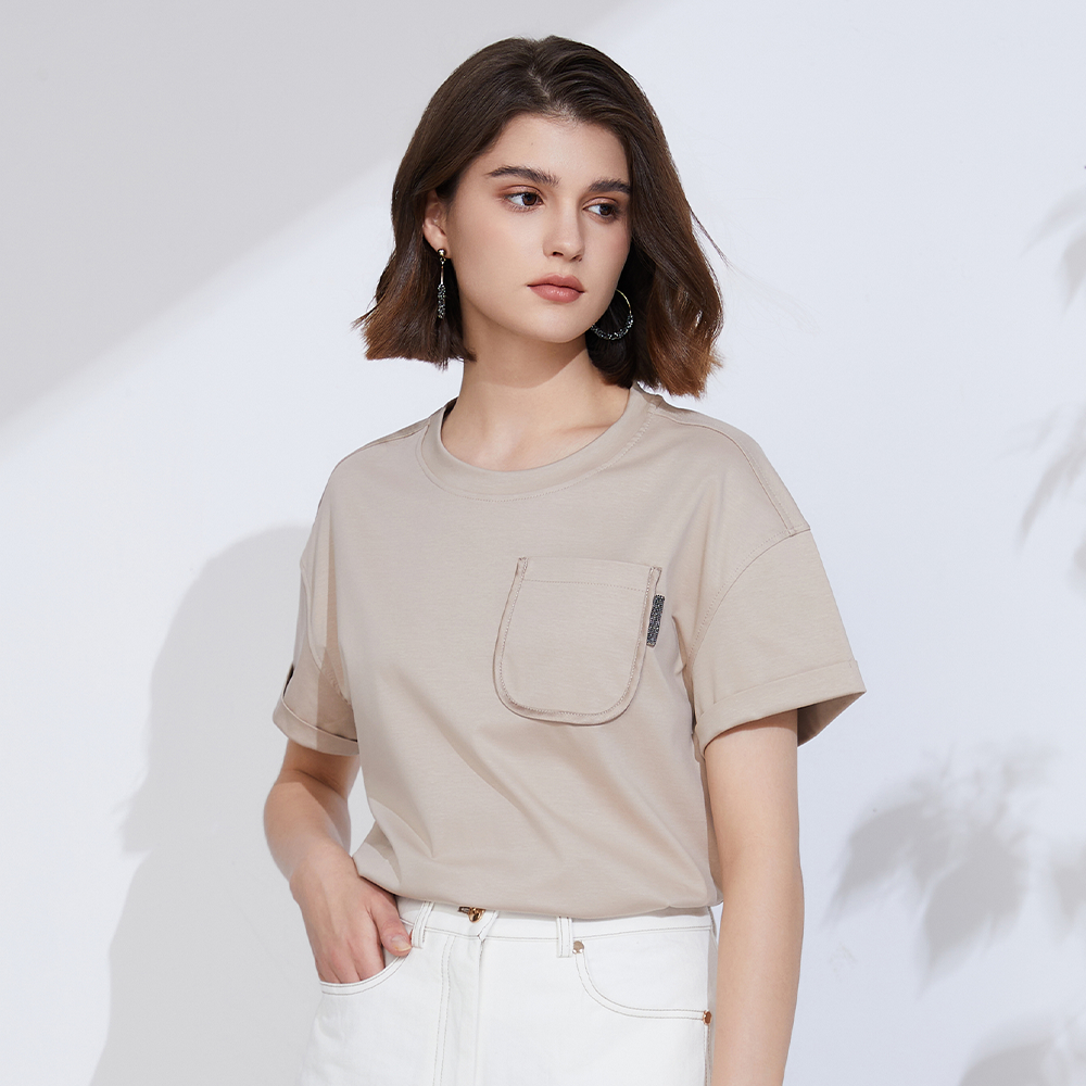 Women's Summer Combed Cotton Linen Blend T-Shirt K2229W