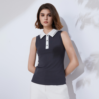 Women's Cotton Blend sleeveless polo shirt