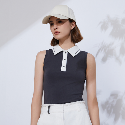 Women's Cotton Blend sleeveless polo shirt