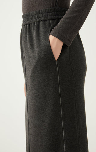 Relaxed Midi Knit Skirt with Linear Beaded - serathinan 